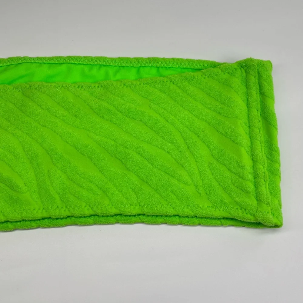 Triangl Bandeau Bikini Top Neon Green Terry Zebra Texture Size Small+